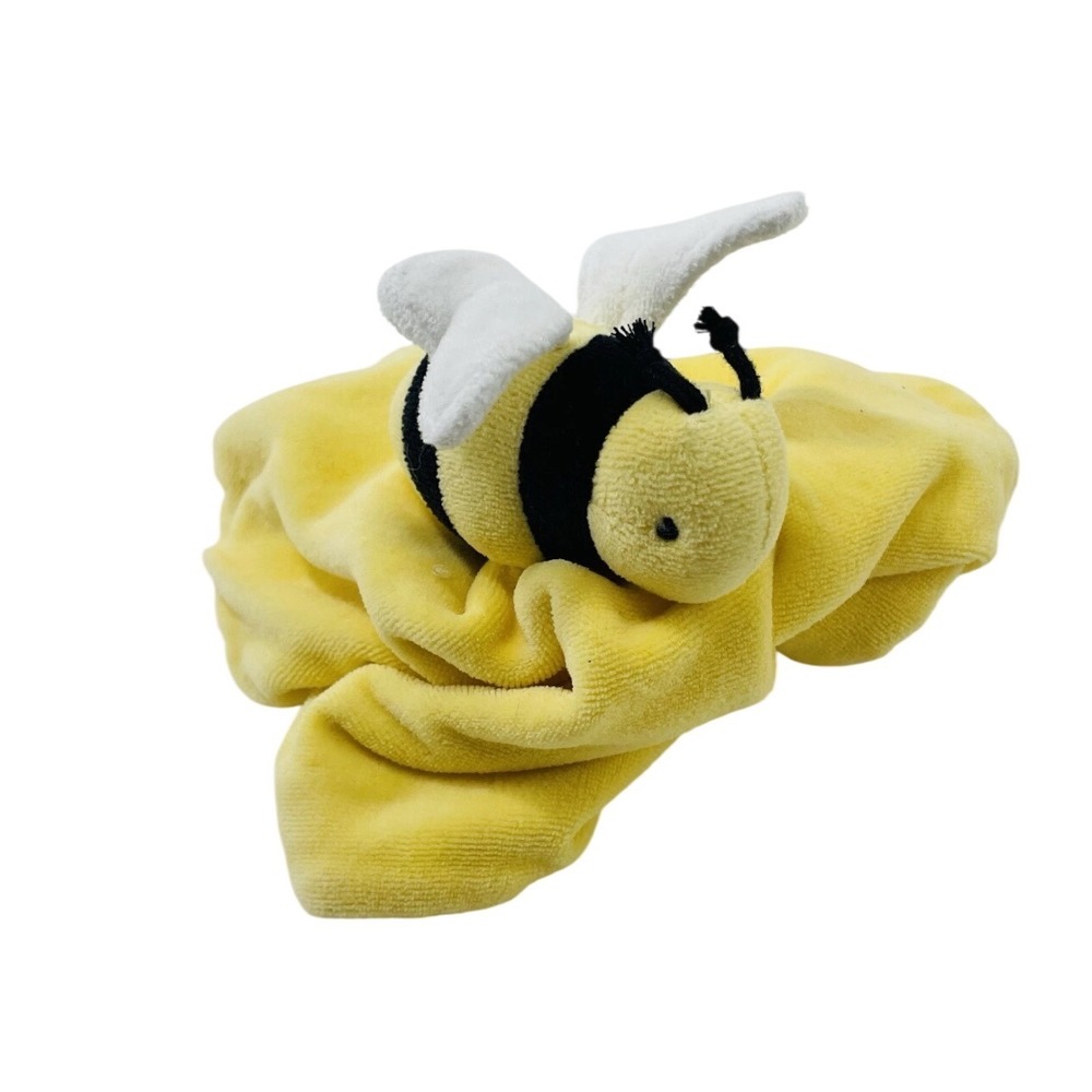 Burts Bees Baby Bumble Bee Lovey Security Blanket Yellow White Knotted Plush New - Picture 7 of 7